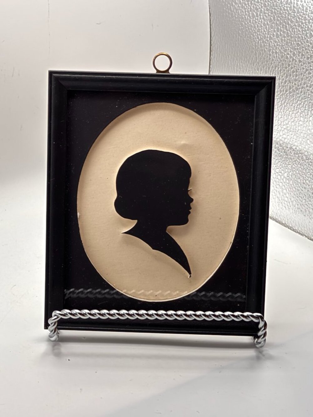 Vintage Silhouette Portrait Black Oval Frame Mid Century Dark Academia